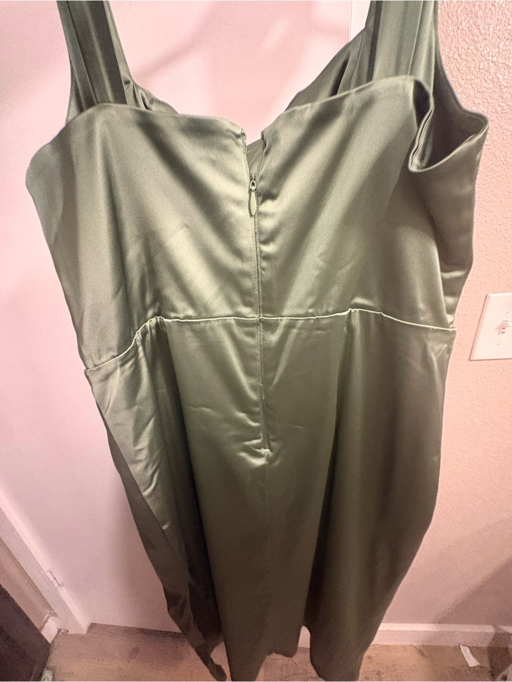 Abercrombie & Fitch Olive Satin Midi Slip Dress - Picture 5 of 6
